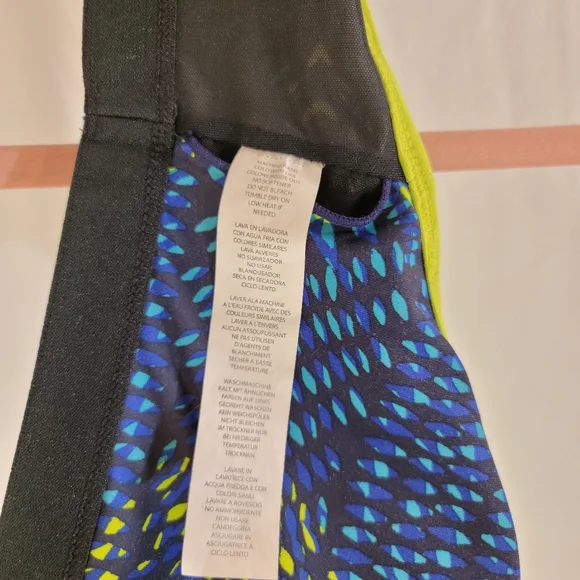 Fabletics Anyi Sports Bra size large, blue, neon yellow/green - Picture 5 of 5